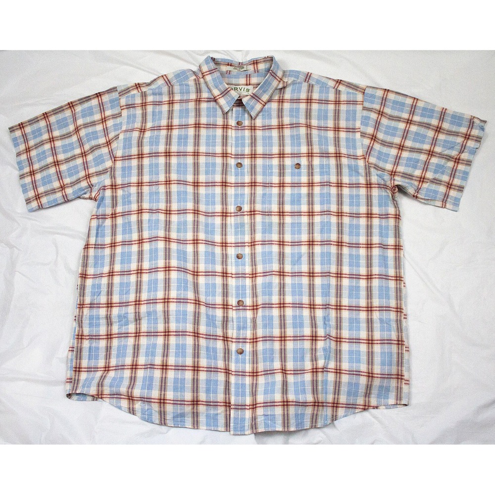 Orvis Mens Short Sleeve Button Front Shirt Size 2XL